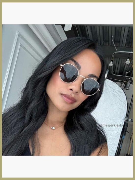 Gold Frame Round Polarized Sunglasses with UV Protection